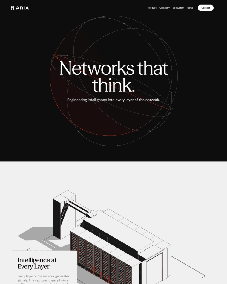 Aria landing page reference screenshot