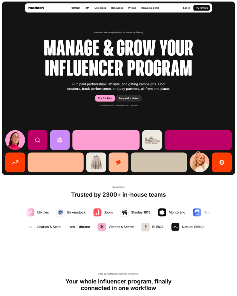 Modash landing page reference screenshot